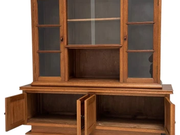Art Deco Bookcase or Display Cabinet with Glass Sliding Doors, 1930s
